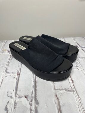Steve Madden Black Platform Slip-On Sandals